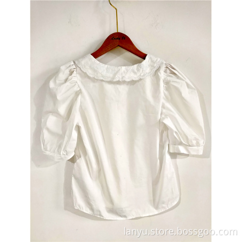 V-neck Thin Shirts With French Puffed Sleeves